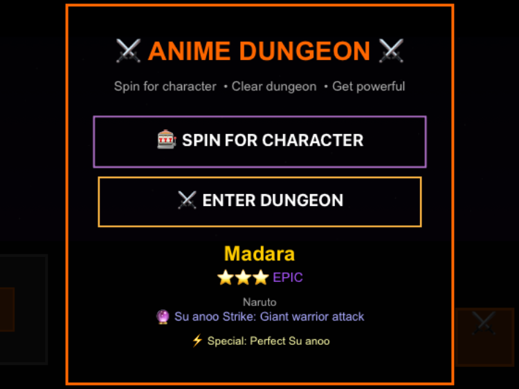 Anime Dungeon Spin